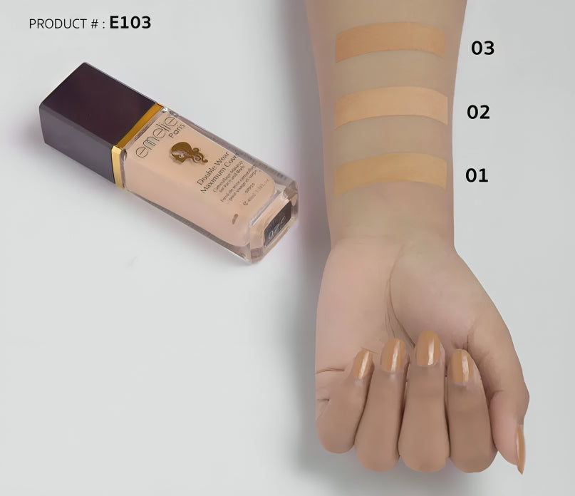 Emelie Paris Double Wear & Maximum Cover Foundation - oraglowpk