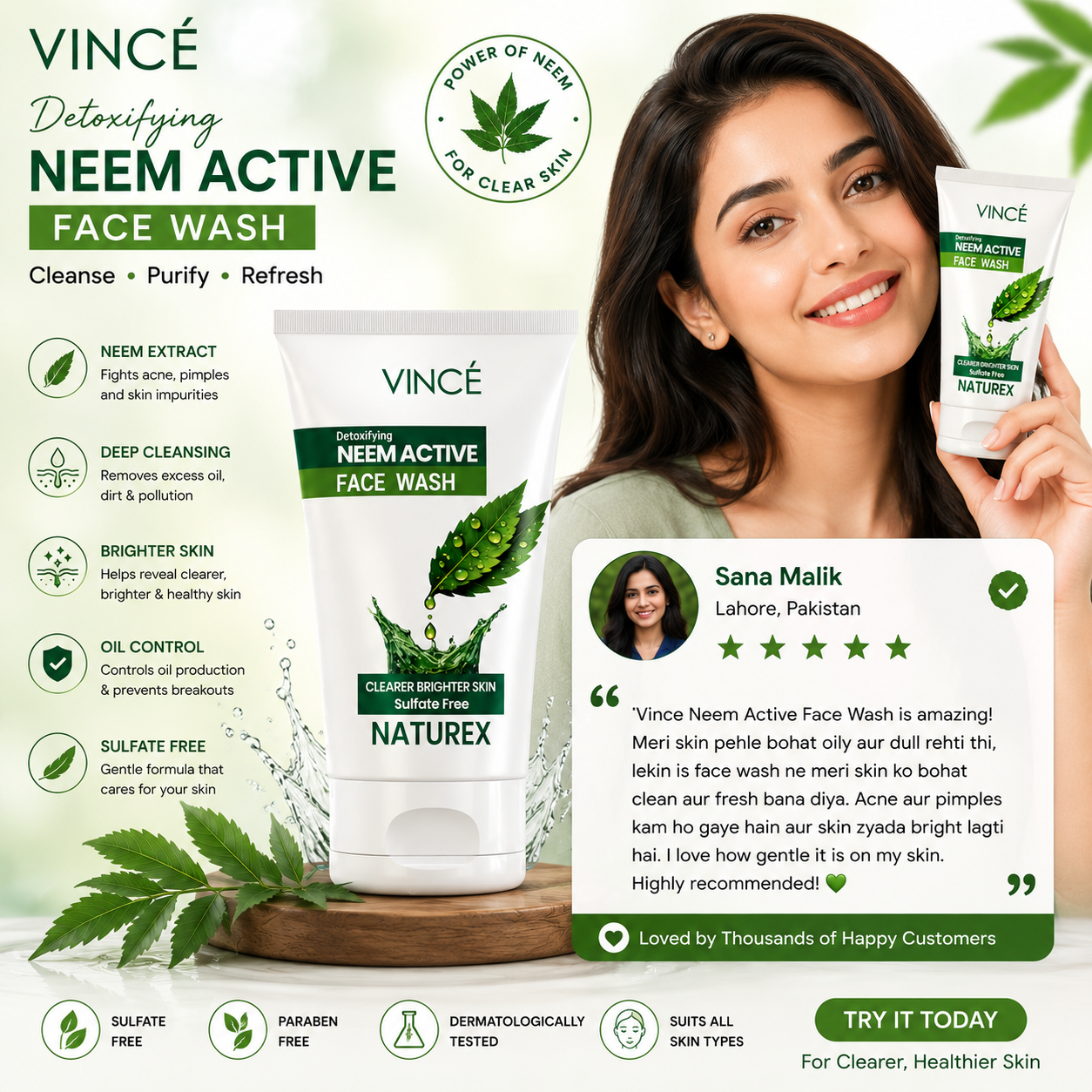 VINCE Naturex Neem Active Face Wash - oraglowpk