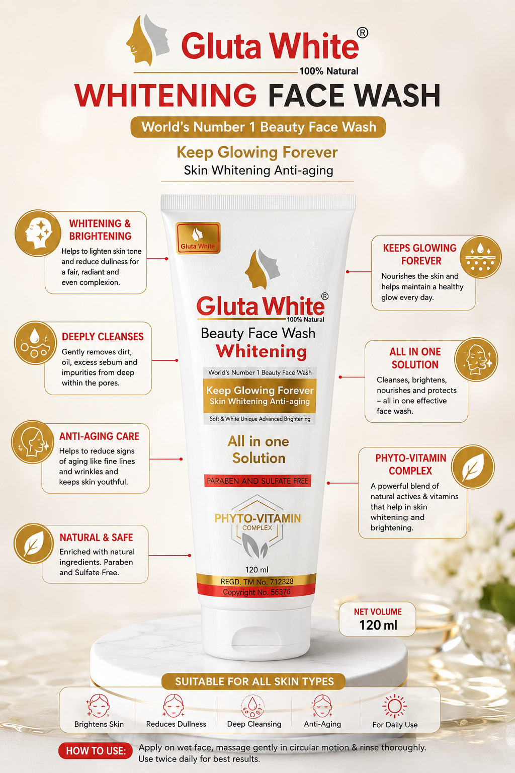 Gluta White Whitening Face Wash