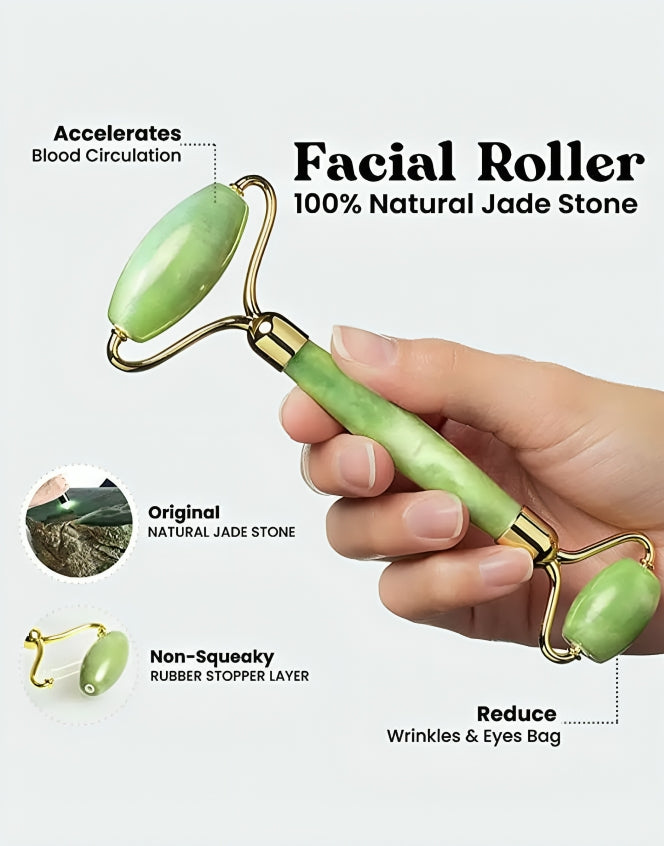 Jade Facial Roller + Gua Sha - oraglowpk