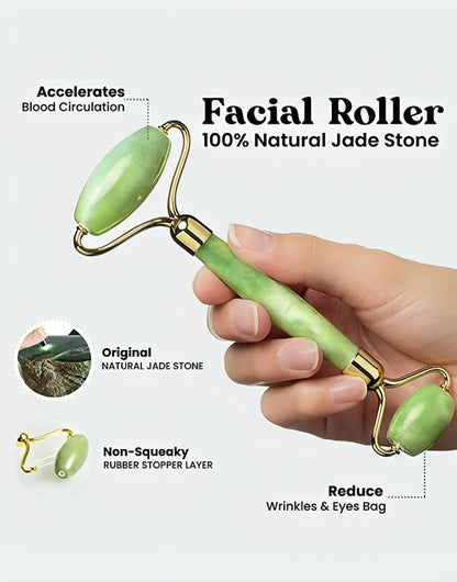 Jade Facial Roller + Gua Sha - oraglowpk