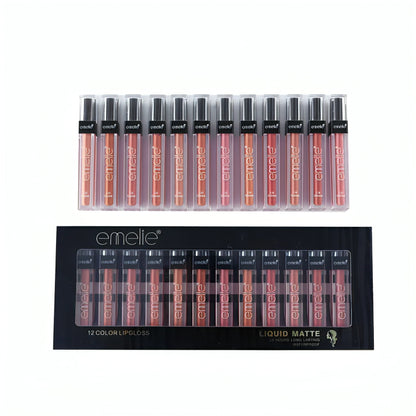Emelie Matte 24 Hours 12 Color Lipgloss Set - oraglowpk
