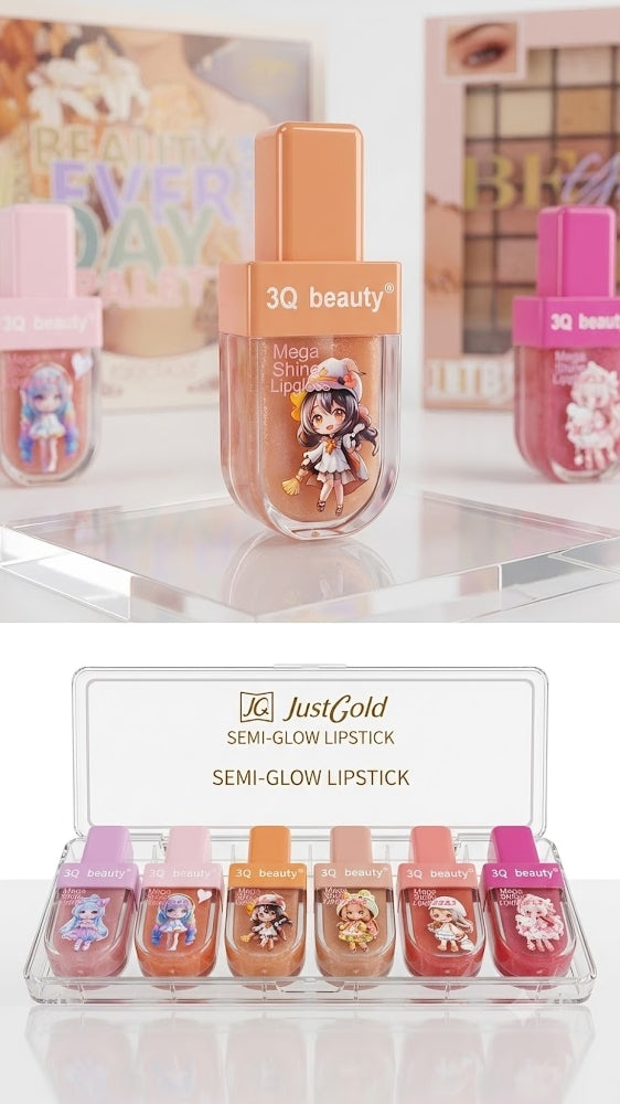 3Q Beauty Mega Shine Lipglosses (6 pieces pack)