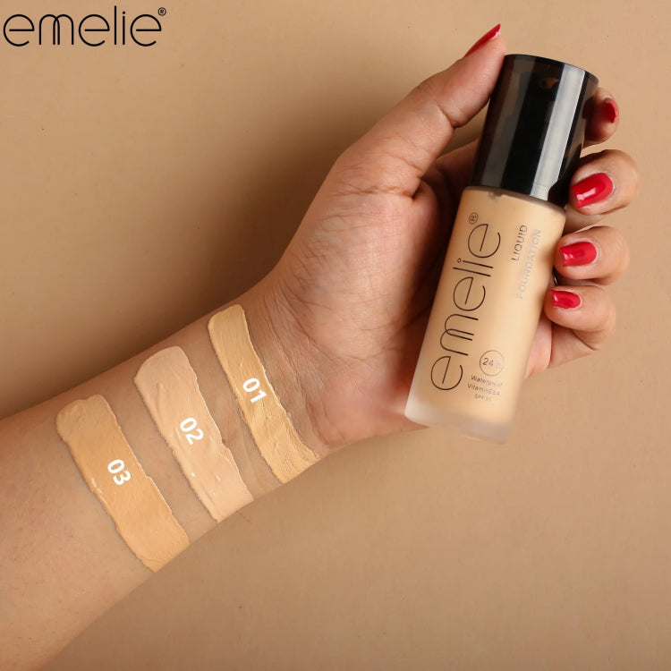 Emelie Matte Liquid Foundation - 24h Water proof Vitamin E& A - oraglowpk