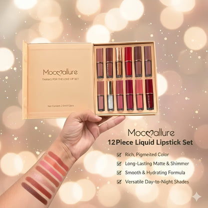 MOCALLURE 12 Pcs Matte Lipgloss - Love Lip Set - oraglowpk