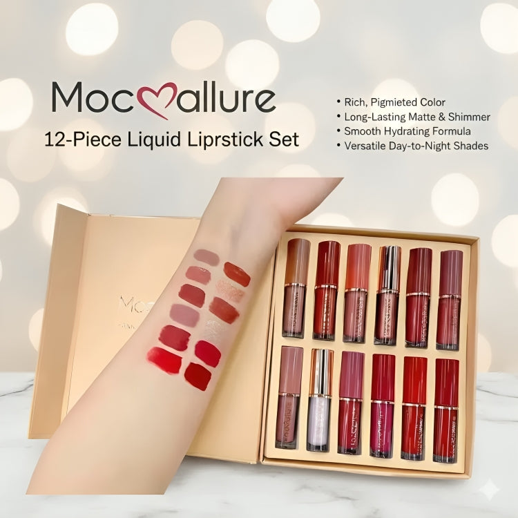MOCALLURE 12 Pcs Matte Lipgloss - Love Lip Set - oraglowpk
