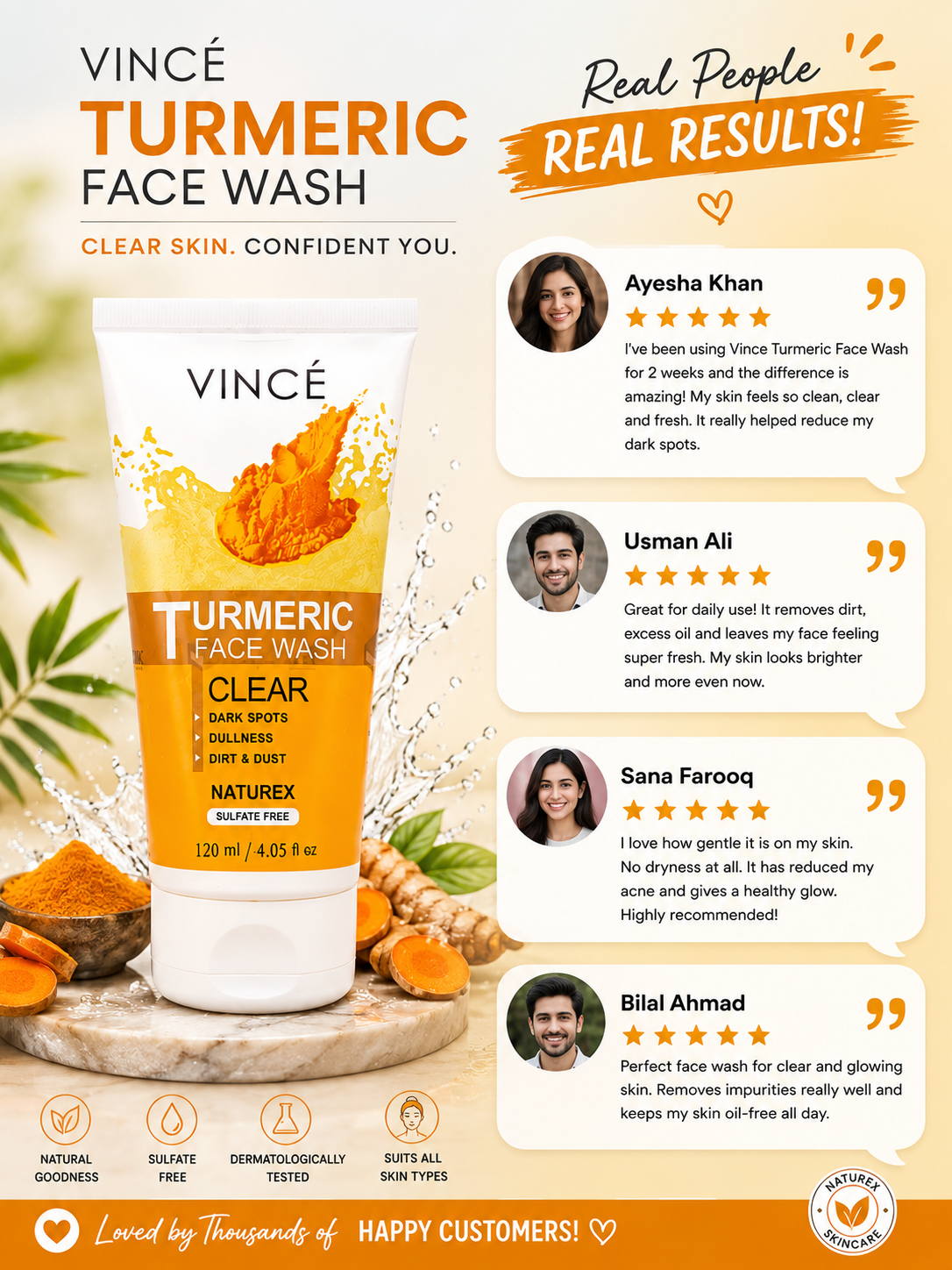 VINCE Naturex Turmeric Face Wash - oraglowpk