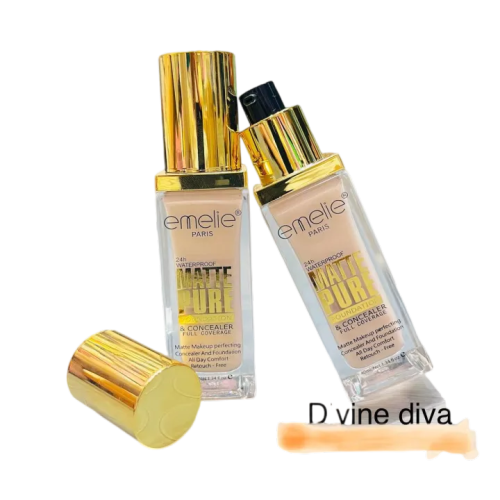 Emelie Matte Full Coverage Pure Foundation & Concealer - 40ml - oraglowpk
