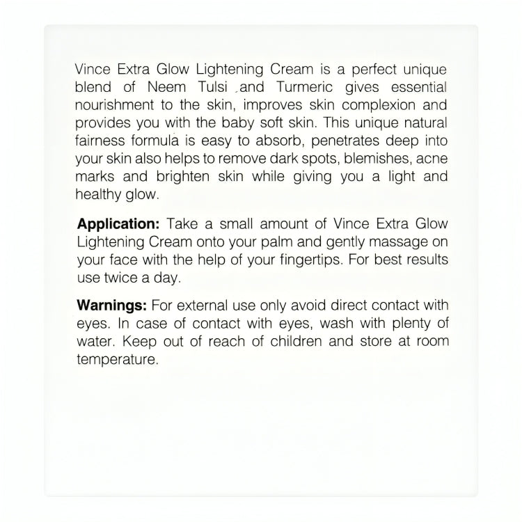 Vince Extra Glow Lightening Cream - oraglowpk