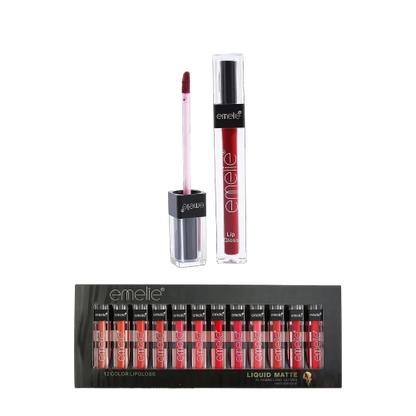 Emelie Matte 24 Hours 12 Color Lipgloss Set - oraglowpk