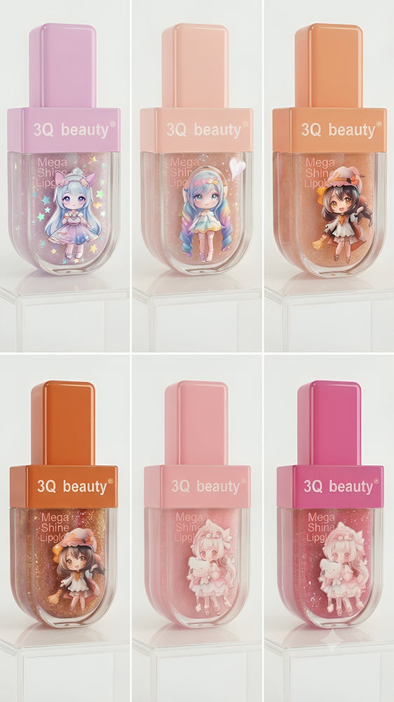 3Q Beauty Mega Shine Lipglosses (6 pieces pack)