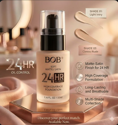 BOB Soft Matte Satin 24 Hr High Coverage Foundation - oraglowpk
