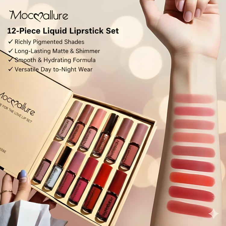 MOCALLURE 12 Pcs Matte Lipgloss - Love Lip Set - oraglowpk