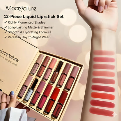 MOCALLURE 12 Pcs Matte Lipgloss - Love Lip Set - oraglowpk