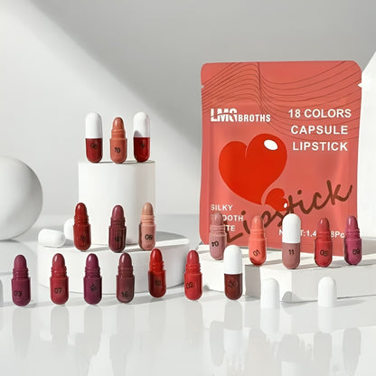 LMG Broths Capsule Lipstick - 18 Colors Pcs Pack - oraglowpk