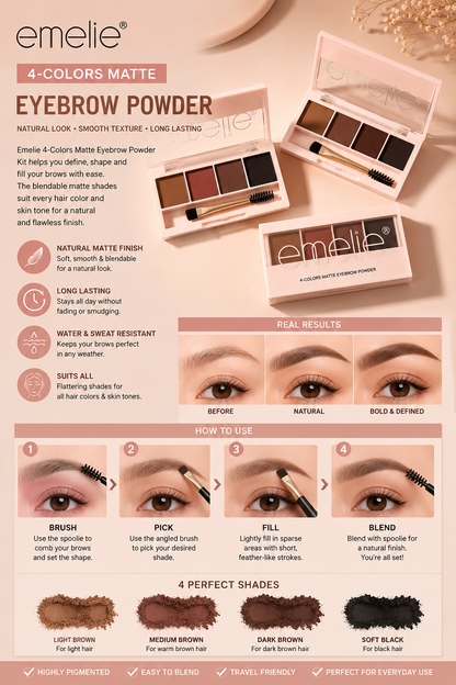Emelie 4 colors Matte Eyebrow Powder - oraglowpk