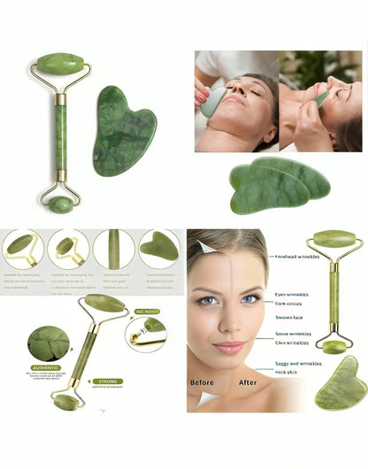 Jade Facial Roller + Gua Sha - oraglowpk
