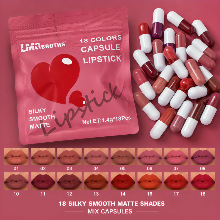 LMG Broths Capsule Lipstick - 18 Colors Pcs Pack - oraglowpk