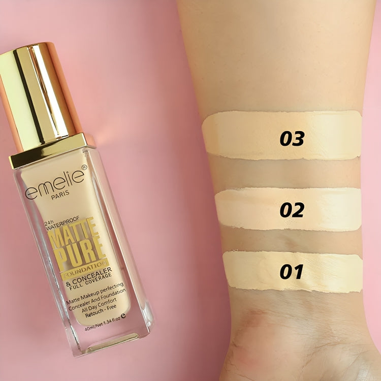 Emelie Matte Full Coverage Pure Foundation & Concealer - 40ml - oraglowpk