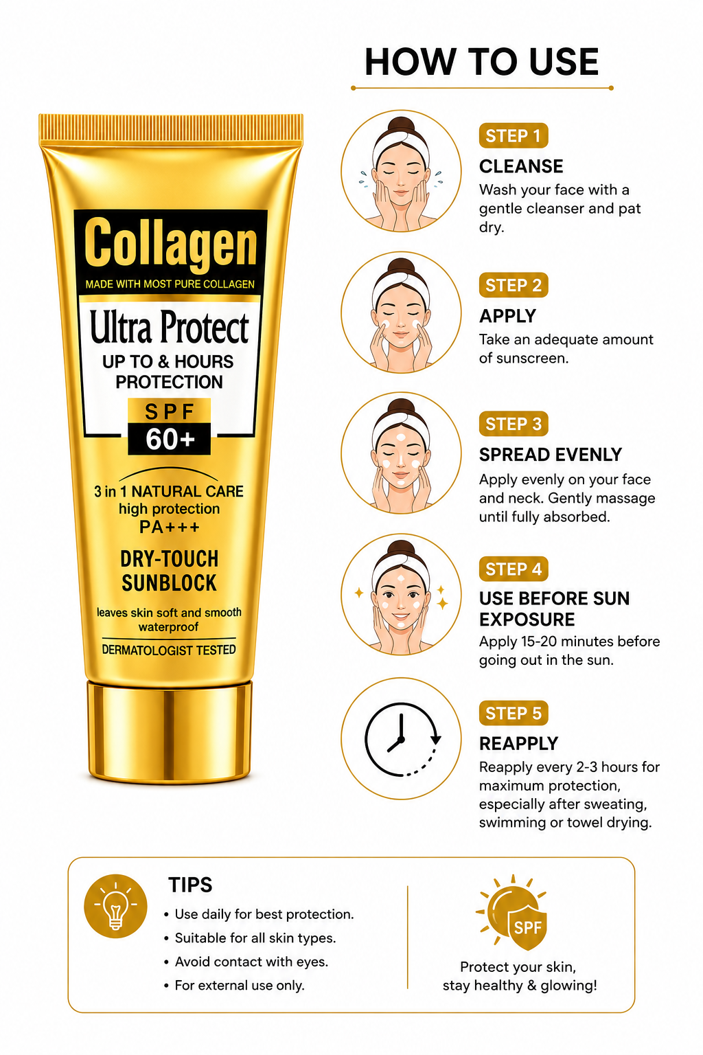 Wokali Collagen Ultra Protect Dry Touch Sunblock - SPF 60+ - oraglowpk