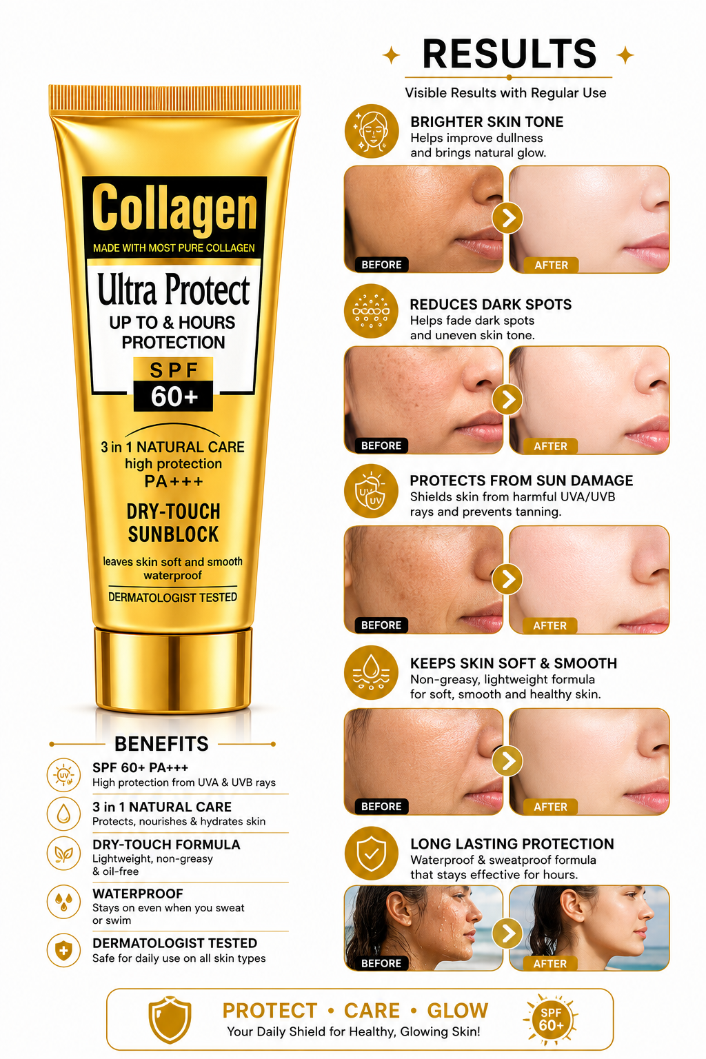 Wokali Collagen Ultra Protect Dry Touch Sunblock - SPF 60+ - oraglowpk