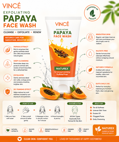 VINCE Naturex Papaya Face Wash - oraglowpk