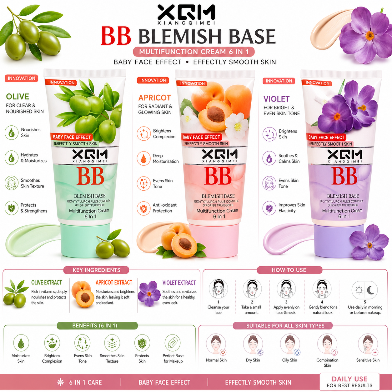 XQM BB Blemish Creams & Base (3 in 1 ) - oraglowpk