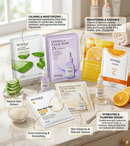 Bio Aqua Facial Mask (6 pieces pack) -  Price: 1 mask piece = Rs. 150