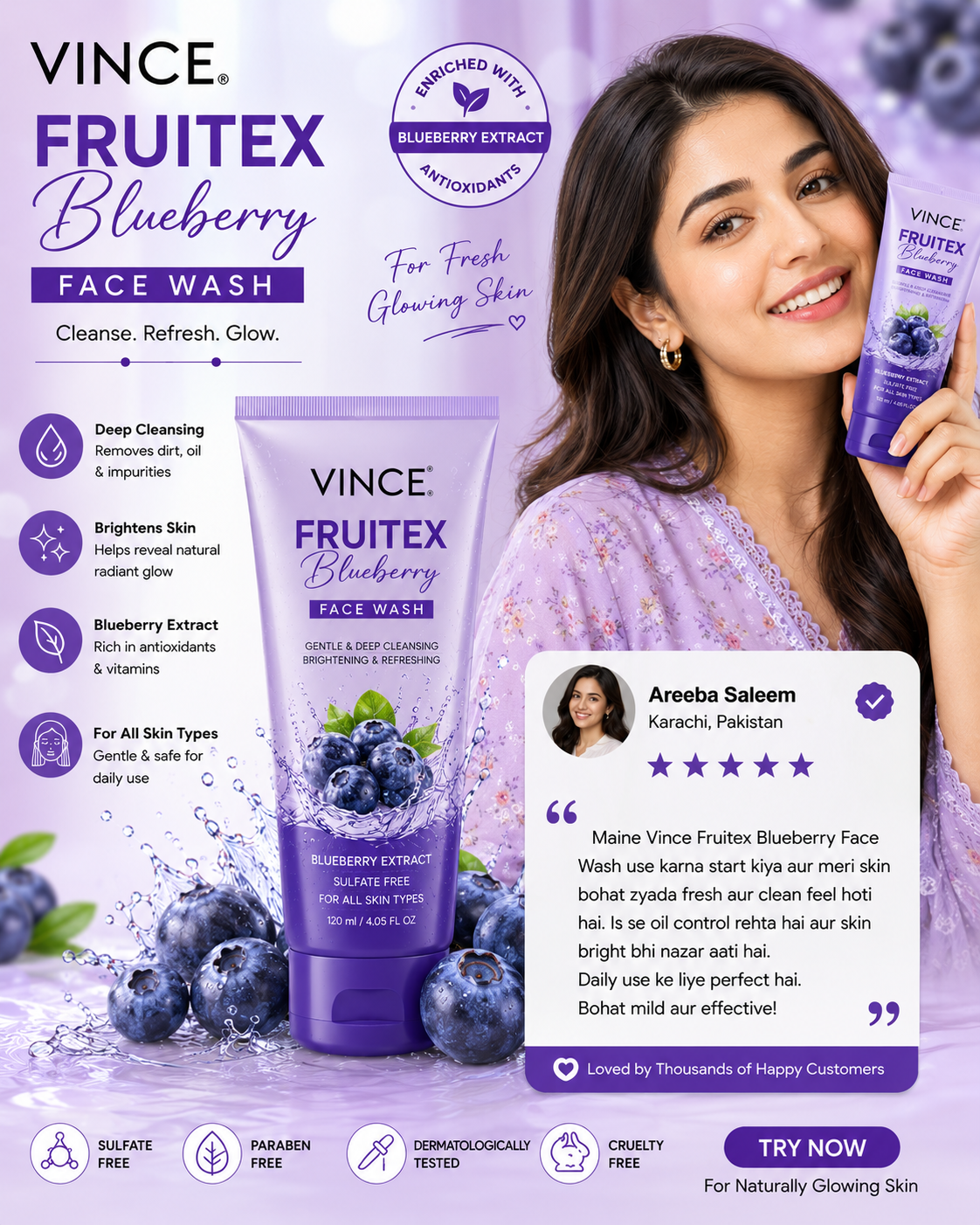 VINCE Fruitex Blueberry Face Wash - oraglowpk